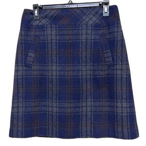 Loft Wool Blend Plaid Pencil Mini Skirt Womens Size 6 Career Casual Academia